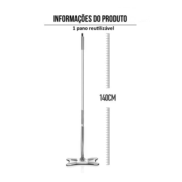 Mop Flat X - Rodo Esfregão Giratório