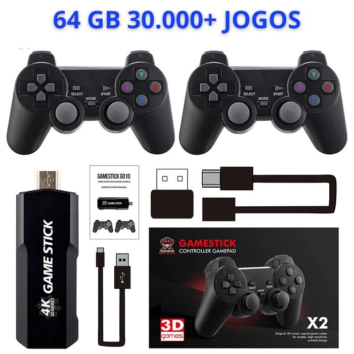 Video Game Stick GD10 Retrô Ultra 4K 64 GB + 2 Controles Sem Fio