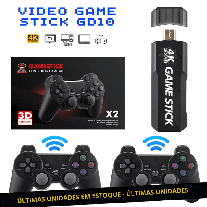 Video Game Stick GD10 Retrô Ultra 4K 64 GB + 2 Controles Sem Fio